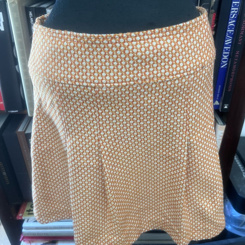 Vintage Tulle Orange Geometric A-Line Skirt
